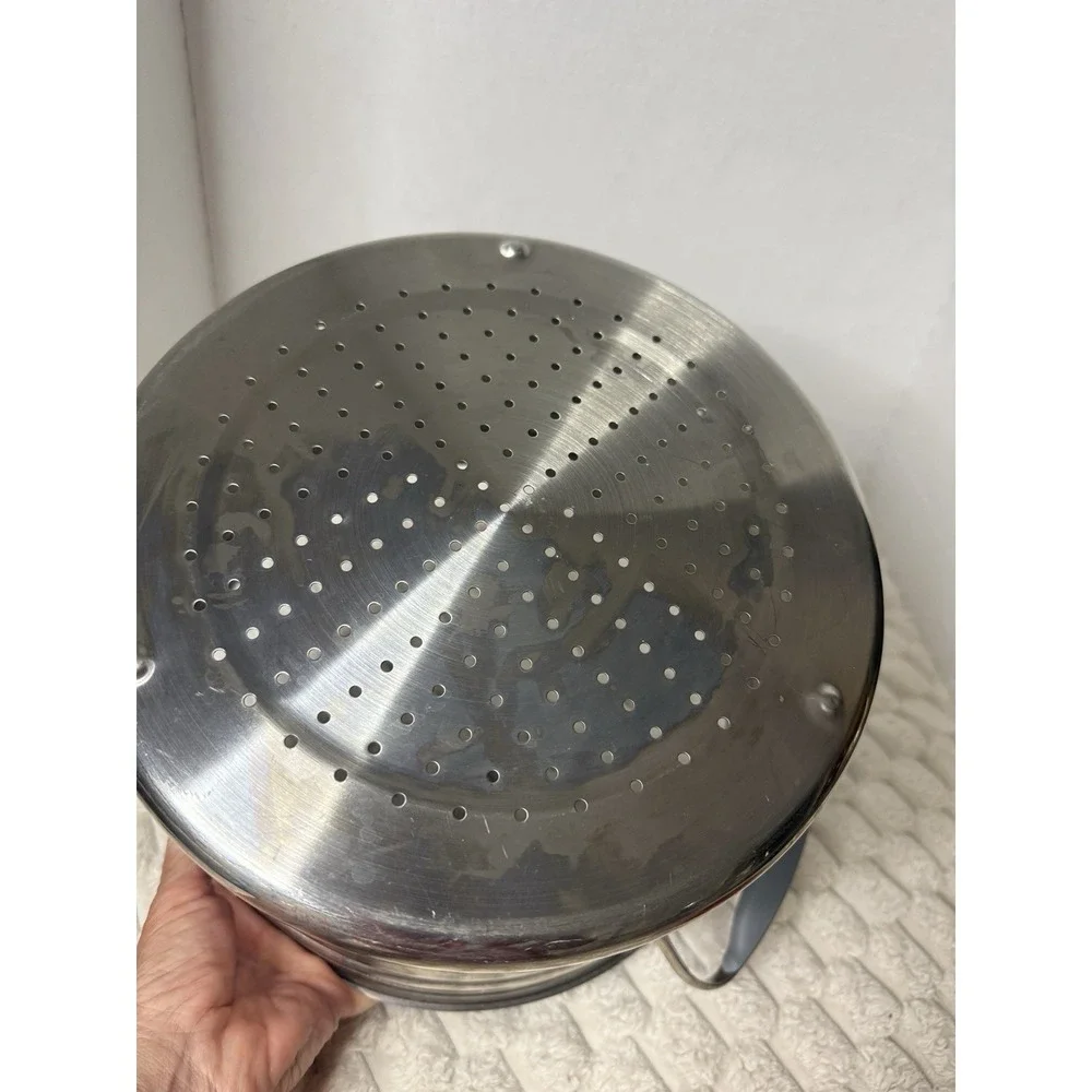 Belgique Stainless Steel Stock Pot Strainer Steamer Insert Double Handle 11 QT